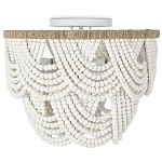 Круглый потолочный светильник с подвесками из круглых деревянных бусин Wooden Beads White Ceiling Lamp варинант исполнения - 2 | Loft Concept в Брянске