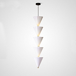 Подвесной светильник светодиодный в виде ряда белых металлических конусов  Herringbone варинант исполнения - 3 | Loft Concept в Брянске
