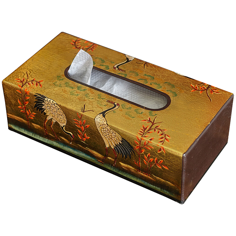 Салфетница в стиле Шинуазри Chinoiserie Golden Cranes Tissue Box Золотой Коричневый Мульти Салфетница в стиле Шинуазри Chinoiserie Golden Cranes Tissue Box Золотой Коричневый Мульти в Брянске | Loft Concept