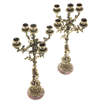 Подсвечники из бронзы на 10 свечей на подставке из камня креноид Stone Candlestick варинант исполнения - 2 | Loft Concept в Брянске