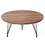 Стол журнальный c коричневой круглой столешницей на трех металлических ножках Charm Coffee Table варинант исполнения - 1 | Loft Concept в Брянске