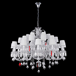 Люстра многоярусная с 30-ю белыми текстильными абажурами и хрустальными подвесками Lustre Reverie варинант исполнения - 2 | Loft Concept в Брянске