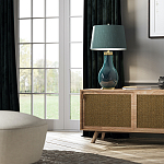 Настольная лампа с коническим дымчато-зелёным абажуром из искусственного шёлка Quintiesse варинант исполнения - 3 | Loft Concept в Брянске