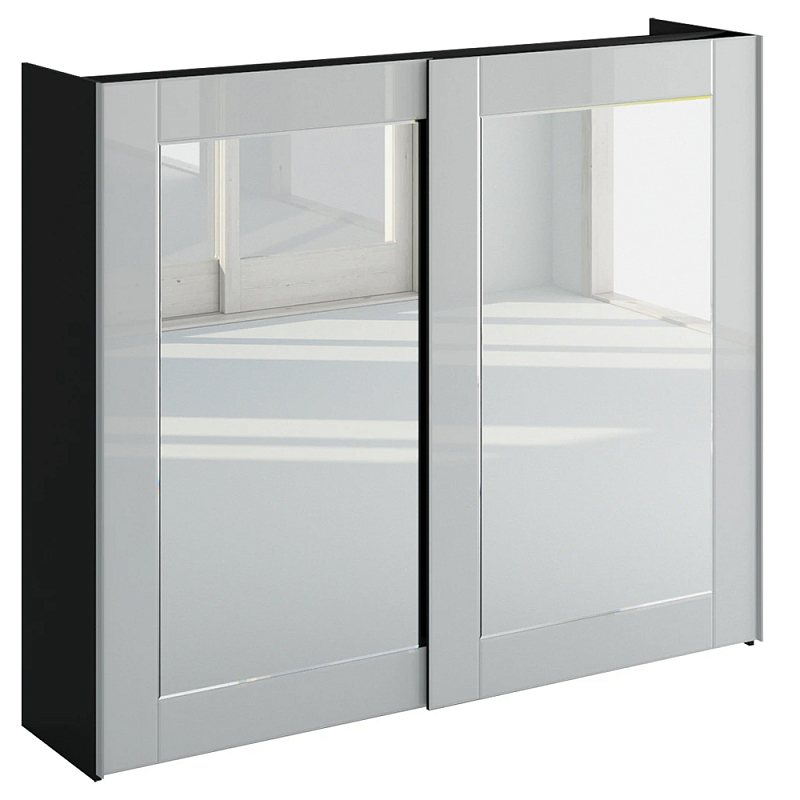 Шкаф-купе White Crystal Черный Белый Зеркало в Брянске | Loft Concept 