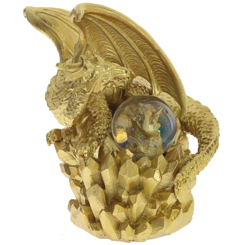 Декоративная статуэтка Дракон со стеклянным шаром Dragon Statuette Gold Прозрачное Стекло Золотой Декоративная статуэтка Дракон со стеклянным шаром Dragon Statuette Gold Прозрачное Стекло Золотой в Брянске | Loft Concept