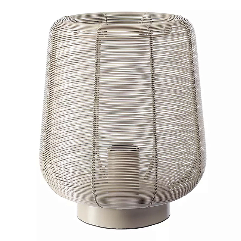 Настольная лампа с плетеным металлическим плафоном Wicker Iron Lamp Бежевый Черный в Брянске | Loft Concept 