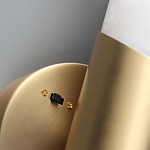 Бра с вытянутым цилиндрическим плафоном из белого алебастра на круглом основании Латунь Cryptocrystalline Stone варинант исполнения - 3 | Loft Concept в Брянске