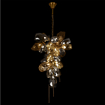 Люстра подвесная вытянутой формы с плафонами из стекла и металла с двумя вертикальными подвесками Gilded Mirage  варинант исполнения - 3 | Loft Concept в Брянске