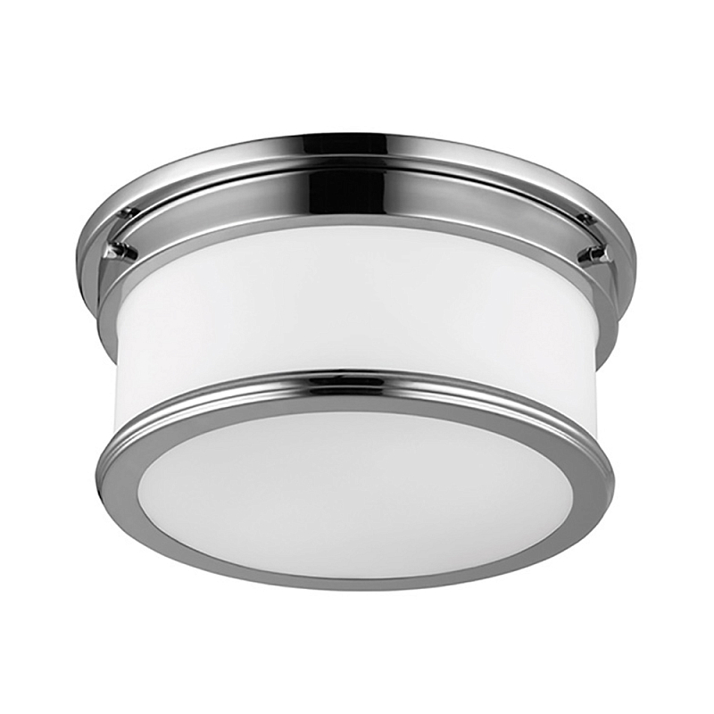 Потолочный светильник для ванных комнат цвета хром с вытянутым плафоном из молочного стекла Feiss Хром Белый в Брянске | Loft Concept 