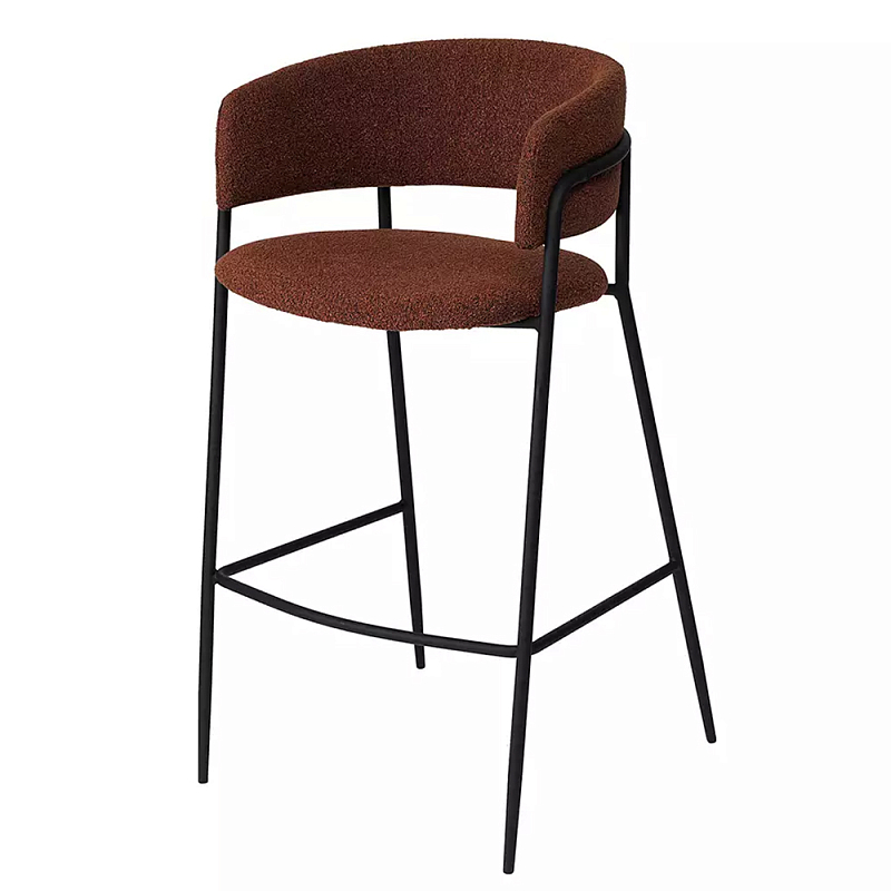 Стул полубарный с каркасом из металла и мягким сиденьем и спинкой Soft and Practical Капучино Терракотовый Стул полубарный с каркасом из металла и мягким сиденьем и спинкой Soft and Practical Капучино Терракотовый в Брянске | Loft Concept
