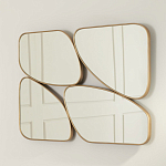 Зеркало в ассиметричной раме золотистого цвета Chaotic варинант исполнения - 3 | Loft Concept в Брянске