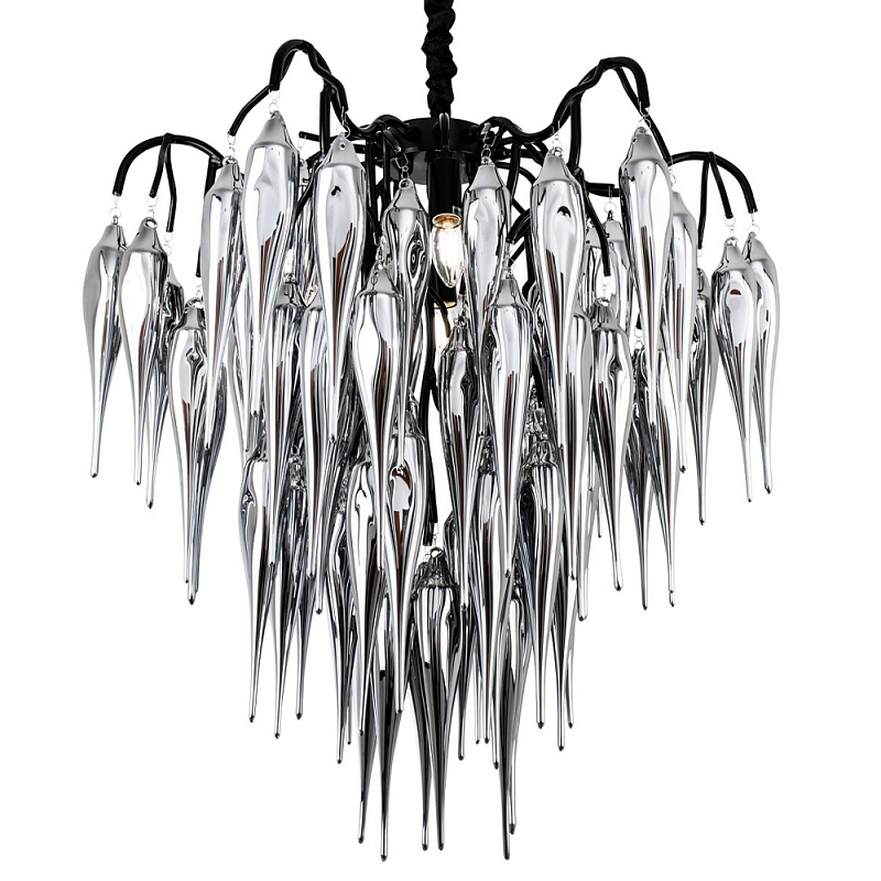 Люстра со стеклянными подвесками дымчатого цвета Ambre Glass Chandelier 70 Серебряный Дымчатый (Smoke) Черный Люстра со стеклянными подвесками дымчатого цвета Ambre Glass Chandelier 70 Серебряный Дымчатый (Smoke) Черный в Брянске | Loft Concept