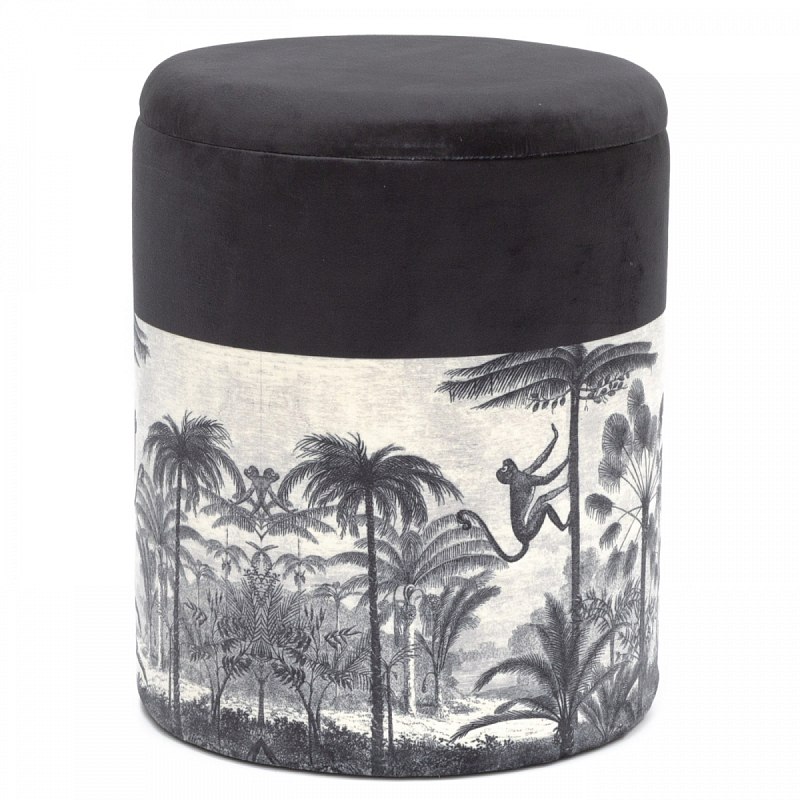 Пуф PUF Jungle Print с крышкой Мульти Черный Пуф PUF Jungle Print с крышкой Мульти Черный в Брянске | Loft Concept
