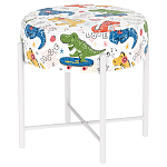 Пуф детский круглый с принтом на 4-х белых ножках Dinosaurs CHILDHOOD варинант исполнения - 1 | Loft Concept в Брянске