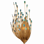 Бра настенное золотое с декором из бирюзовых элементов Peacock Tail варинант исполнения - 2 | Loft Concept в Брянске