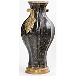 Ваза черного цвета из фарфора с золотистым узором и бронзовыми ручками Высота 39.5 см Eden Garden porcelain and bronze варинант исполнения - 1 | Loft Concept в Брянске