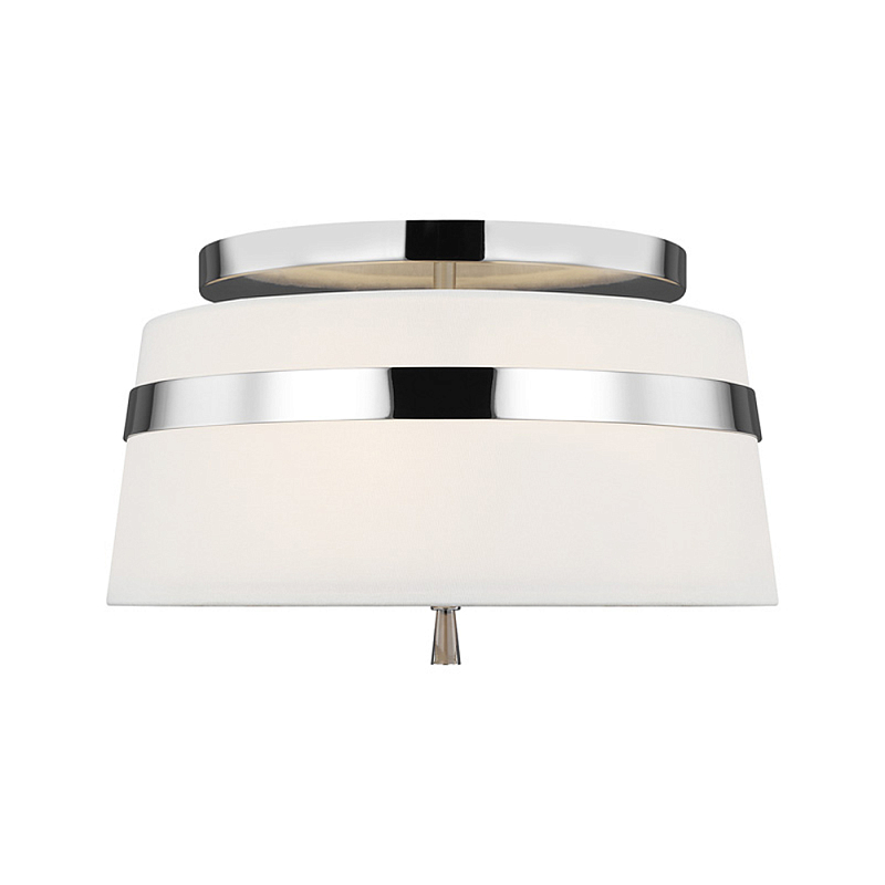 Потолочный светильник с белым тканевым абажуром Generation Lighting Никель Бежевый Белый в Брянске | Loft Concept 