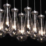 Люстра с 9-ю прозрачными плафонами из стекла в форме капли на прямоугольном потолочном основании цвета хром Lucid Rain  варинант исполнения - 5 | Loft Concept в Брянске