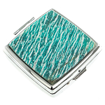 Таблетница карманная квадратная с 2-мя отделениями с зеркалом и накладкой из натурального камня Амазонит Silver Stone Pillboxes варинант исполнения - 1 | Loft Concept в Брянске