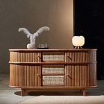 Дизайнерский комод овальный с фактурным фасадом и вставками из плетеных элементов Ambar варинант исполнения - 1 | Loft Concept в Брянске