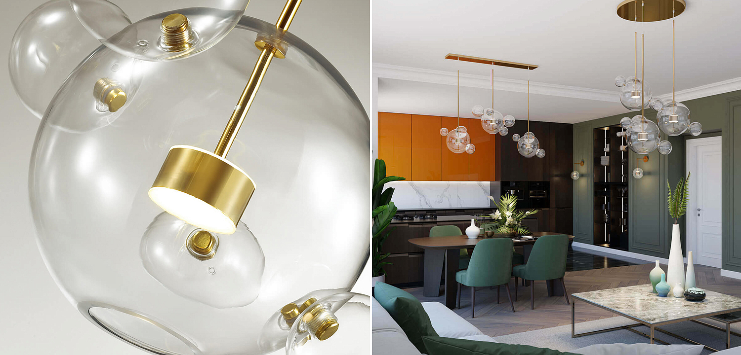 Люстра Transparent Bubble Chandelier Gold Circle Люстра Transparent Bubble Chandelier Gold Circle - Loft-Concept в Брянске