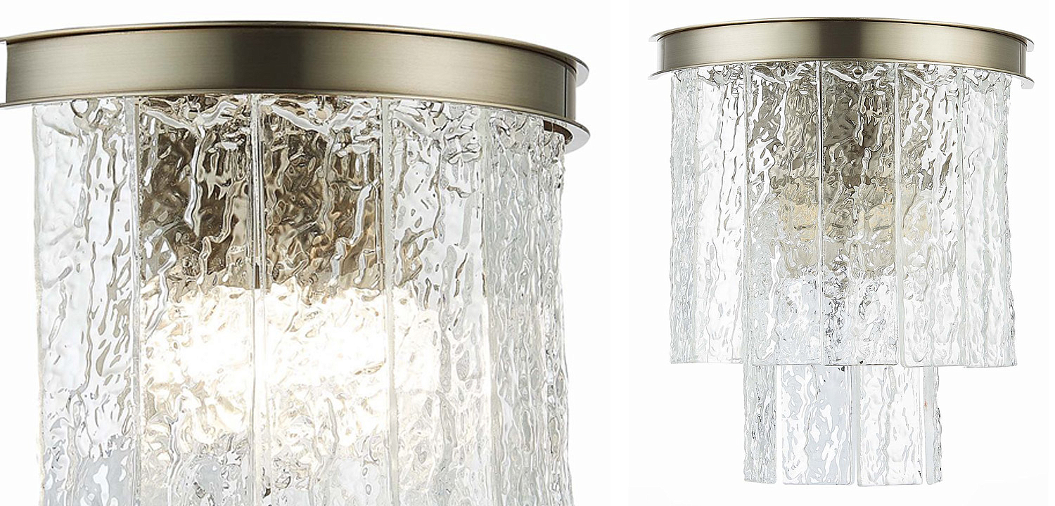Бра Renea Textured Glass Wall Lamp Nickel Бра Renea Textured Glass Wall Lamp Nickel - Loft-Concept в Брянске