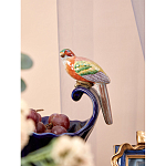 Чаша темно-синего цвета из фарфора с разноцветной птичкой Eden Garden porcelain and bronze варинант исполнения - 5 | Loft Concept в Брянске