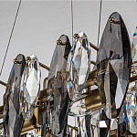 Люстра подвесная с овальными подвесками из стекла дымчатого цвета Harlow Crystal Round варинант исполнения - 3 | Loft Concept в Брянске