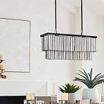 Люстра линейная прямоугольная с подвесками из натурального перламутра Nacre варинант исполнения - 5 | Loft Concept в Брянске