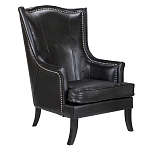 Кресло из натуральной кожи на 4-х деревянных ножках из массива бука Daniel Leather Armchair black варинант исполнения - 1 | Loft Concept в Брянске