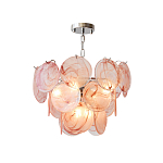 Люстра с каскадом из круглых розовых стеклянных дисков Pink Light Waterfall варинант исполнения - 2 | Loft Concept в Брянске