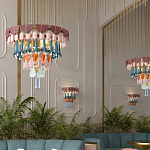 Люстра круглая с декором из разноцветных элементов в виде листьев Changing Seasons варинант исполнения - 12 | Loft Concept в Брянске