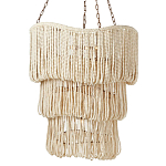 Трехъярусная люстра с подвесками из круглых деревянных бусин белая White Beads Three-tier Chandelier  варинант исполнения - 1 | Loft Concept в Брянске