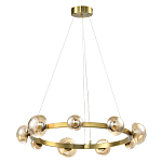 Люстра подвесная светодиодная с 9-ю круглыми плафонами коньячного цвета Iona Chandelier Brass  варинант исполнения - 1 | Loft Concept в Брянске