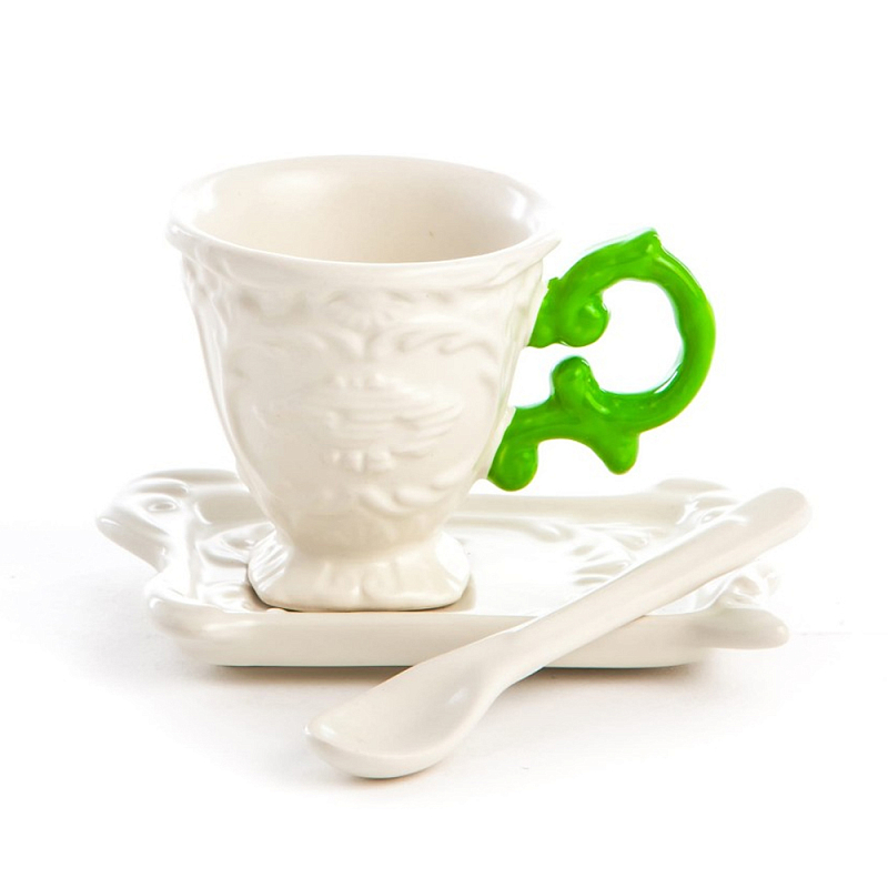 Кофейная пара Seletti I-Coffee Green Белый Зеленый Кофейная пара Seletti I-Coffee Green Белый Зеленый в Брянске | Loft Concept