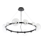 Люстра подвесная круглая с 12-ю прозрачными куполообразными плафонами и черным металлическим основанием Flos Wireline Lighting варинант исполнения - 2 | Loft Concept в Брянске