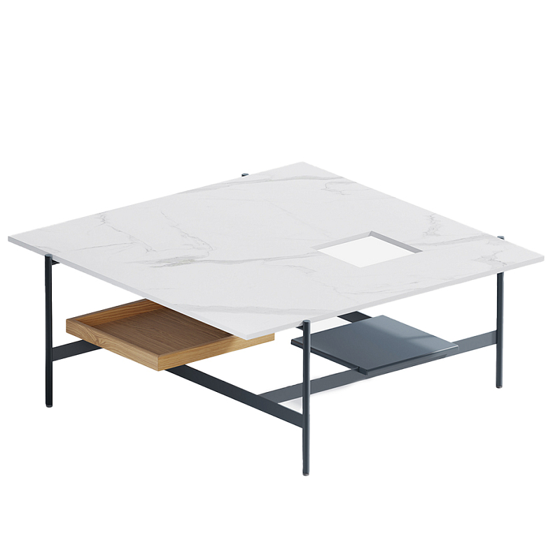 Karat журнальный столик с съемным подносом Графит Белый Мрамор Bianco в Брянске | Loft Concept 