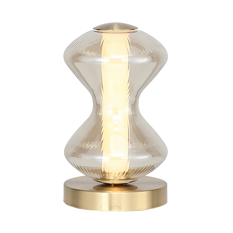 Настольная лампа светодиодная с волнообразным стеклянным плафоном Amphora of Light Коньяк Золотой в Брянске | Loft Concept 