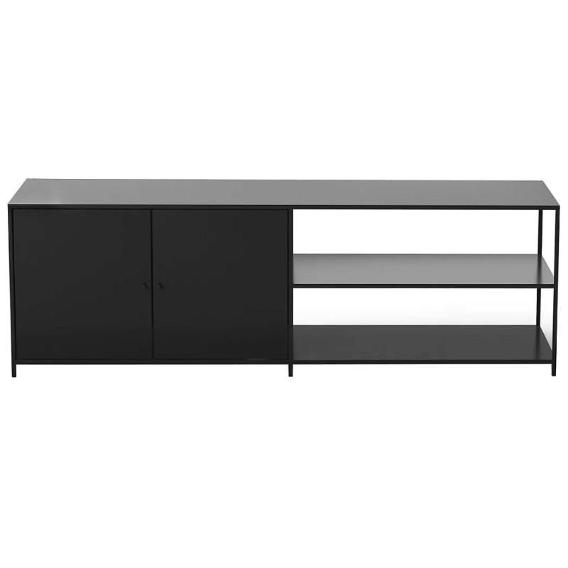 ТВ-тумба из металла с 2-мя дверцами и полками Damian Metal TV Stand Черный ТВ-тумба из металла с 2-мя дверцами и полками Damian Metal TV Stand Черный в Брянске | Loft Concept