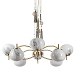 Люстра подвесная с 8-ю шарообразными плафонами из белого стекла с подвесками из камня и кисточками Agatelle варинант исполнения - 1 | Loft Concept в Брянске