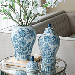 Ваза с крышкой и голубым цветочным рисунком на белом фоне Blue & White Ornament варинант исполнения - 5 | Loft Concept в Брянске