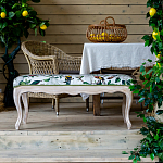 Банкетка из натурального бука золотистая с изображением птиц и цветов Blooming Birds варинант исполнения - 4 | Loft Concept в Брянске