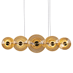 Люстра подвесная светодиодная со стеклянными плафонами янтарного цвета в форме дисков Savio Glass Disc варинант исполнения - 1 | Loft Concept в Брянске