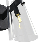 Бра конусообразной формы из прозрачного акрила и черной стали Glass Cylinder Black варинант исполнения - 4 | Loft Concept в Брянске