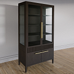 Витрина Primo со стеклянными фасадами и буфетом шпон Темный орех варинант исполнения - 3 | Loft Concept в Брянске