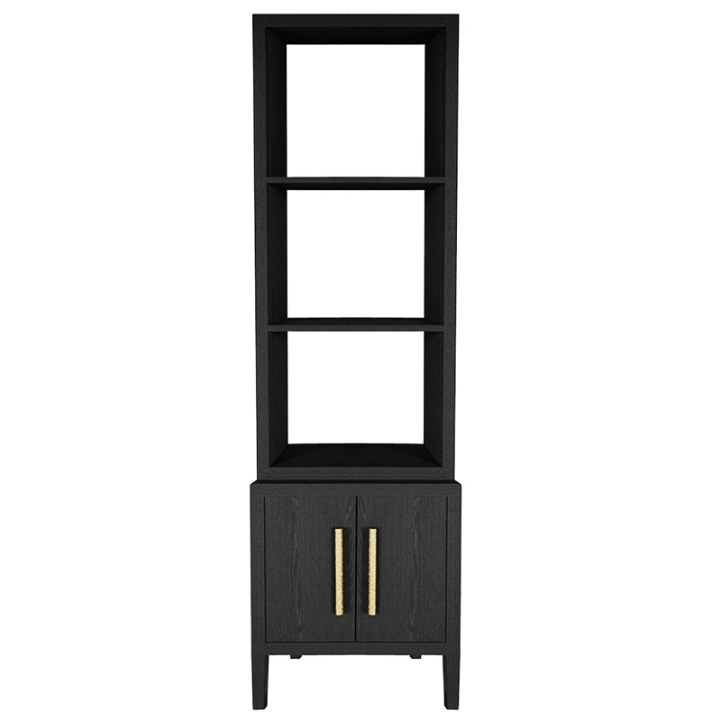 Этажерка Primo с тумбой шпон Черный дуб Черный Золотой в Брянске | Loft Concept 