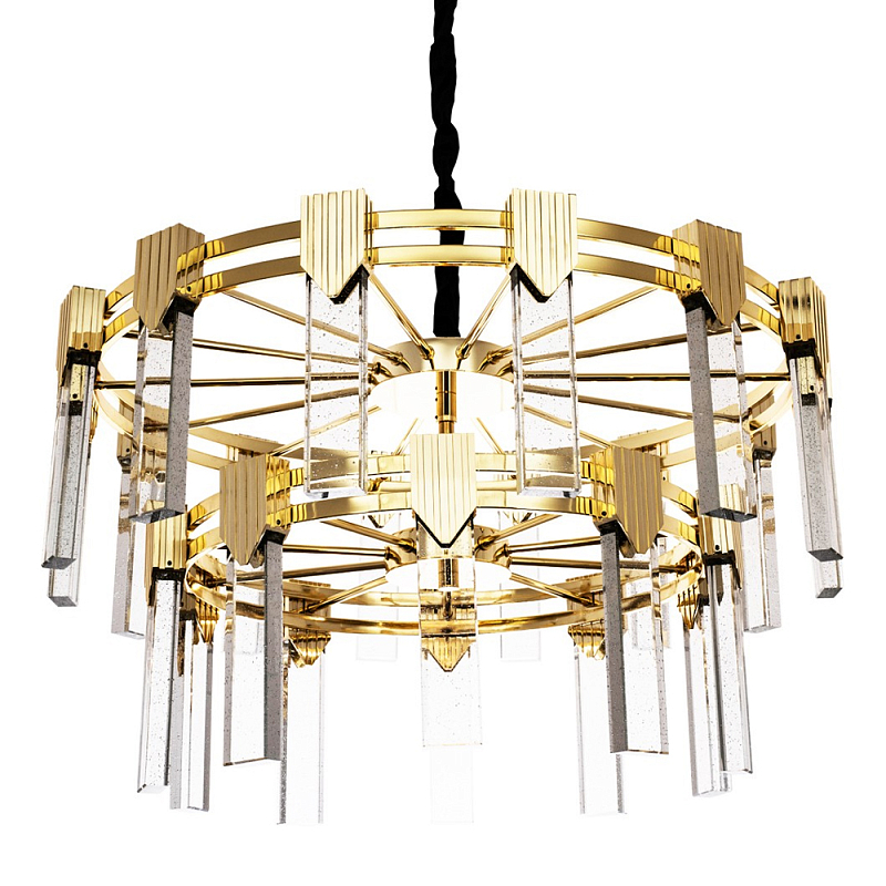 Двухъярусная люстра с прямоугольными хрустальными плафонами Glass Rectangles Gold Chandelier 76 Золотой Прозрачное Стекло Черный Двухъярусная люстра с прямоугольными хрустальными плафонами Glass Rectangles Gold Chandelier 76 Золотой Прозрачное Стекло Черный в Брянске | Loft Concept