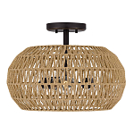 Потолочный светильник с плафоном из плетеного джута и черным каркасом Quoizel варинант исполнения - 2 | Loft Concept в Брянске