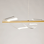 Люстра линейная золотистого цвета с двумя прозрачными волнистыми элементами Wave Line варинант исполнения - 4 | Loft Concept в Брянске