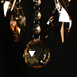 Люстра подвесная круглая с тканевым полупрозрачным абажуром и подвесками 4 лампы Gilded Elegance варинант исполнения - 7 | Loft Concept в Брянске